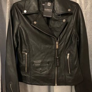 New Barney’s leather motorcycle jacket for women. Label sz 10 but fits sz 6.